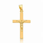 CRUZ PLATA CHAPADA EN ORO CRISTO - 20x34MM