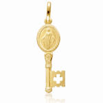 COLGANTE PLATA CHAPADA EN ORO LLAVE V. MILAGROSA GRANDE - 8x26MM