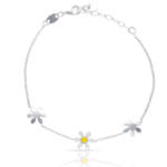 PULSERA PLATA 925MM MARGARITAS + ESMALTADO