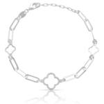 PULSERA PLATA 925MM TREBOL + ESLABONES