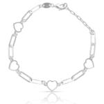PULSERA PLATA 925MM CORAZONES + ESLABONES