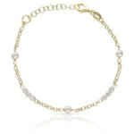 PULSERA PLATA CHAPADA EN ORO PERLAS + CIRCONITAS