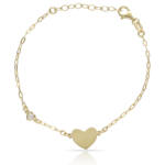 PULSERA PLATA CHAPADA EN ORO CORAZON + CIRCONITA