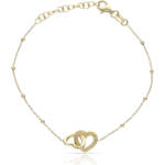 PULSERA PLATA CHAPADA EN ORO CORAZONES ENTRELAZADOS