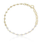 PULSERA PLATA CHAPADA EN ORO BOLAS + PERLAS