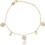 PULSERA PLATA CHAPADA EN ORO CORAZON + CIRCONITAS