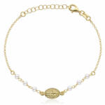 PULSERA PLATA CHAPADA EN ORO V. MILAGROSA + PERLAS