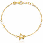 PULSERA PLATA CHAPADA EN ORO ESTRELLA + PERLAS