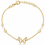 PULSERA PLATA CHAPADA EN ORO MARIPOSA + PERLAS