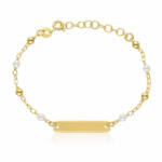 PULSERA BEBE PLATA CHAPADA EN ORO BOLAS + PERLAS