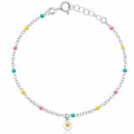 PULSERA NIÑA PLATA 925MM MARGARITA + BOLAS ESMALTADAS