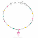 PULSERA NIÑA PLATA 925MM ESTRELLA ROSA + BOLAS ESMALTADAS